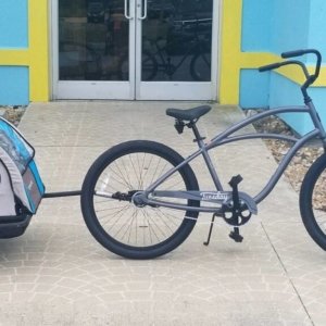 Gray Cruiser with Kiddy Kart Attached